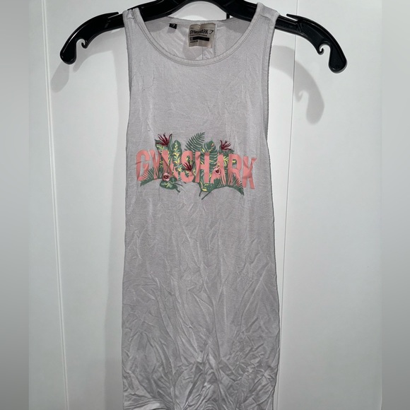 Gray Gymshark Floral Lettering Tank Top - Picture 1 of 2